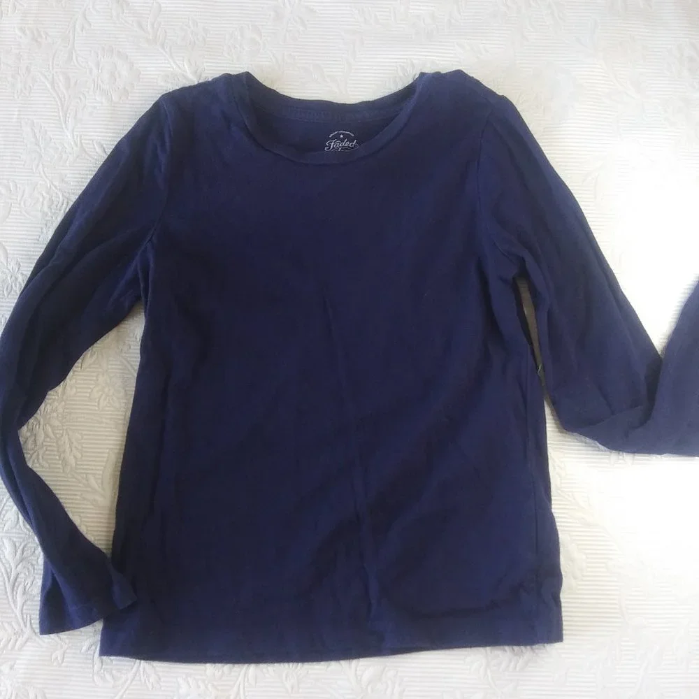 Faded Glory | Classic Traditional Casual Long Sleeve Navy Blue T-Shirt | S